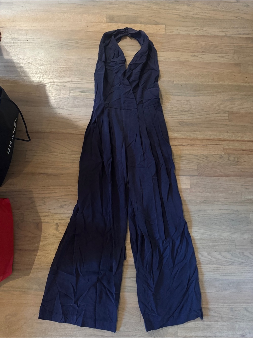 Robert Rodriguez Navy Halter Wide-Leg Jumpsuit